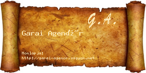 Garai Agenór névjegykártya